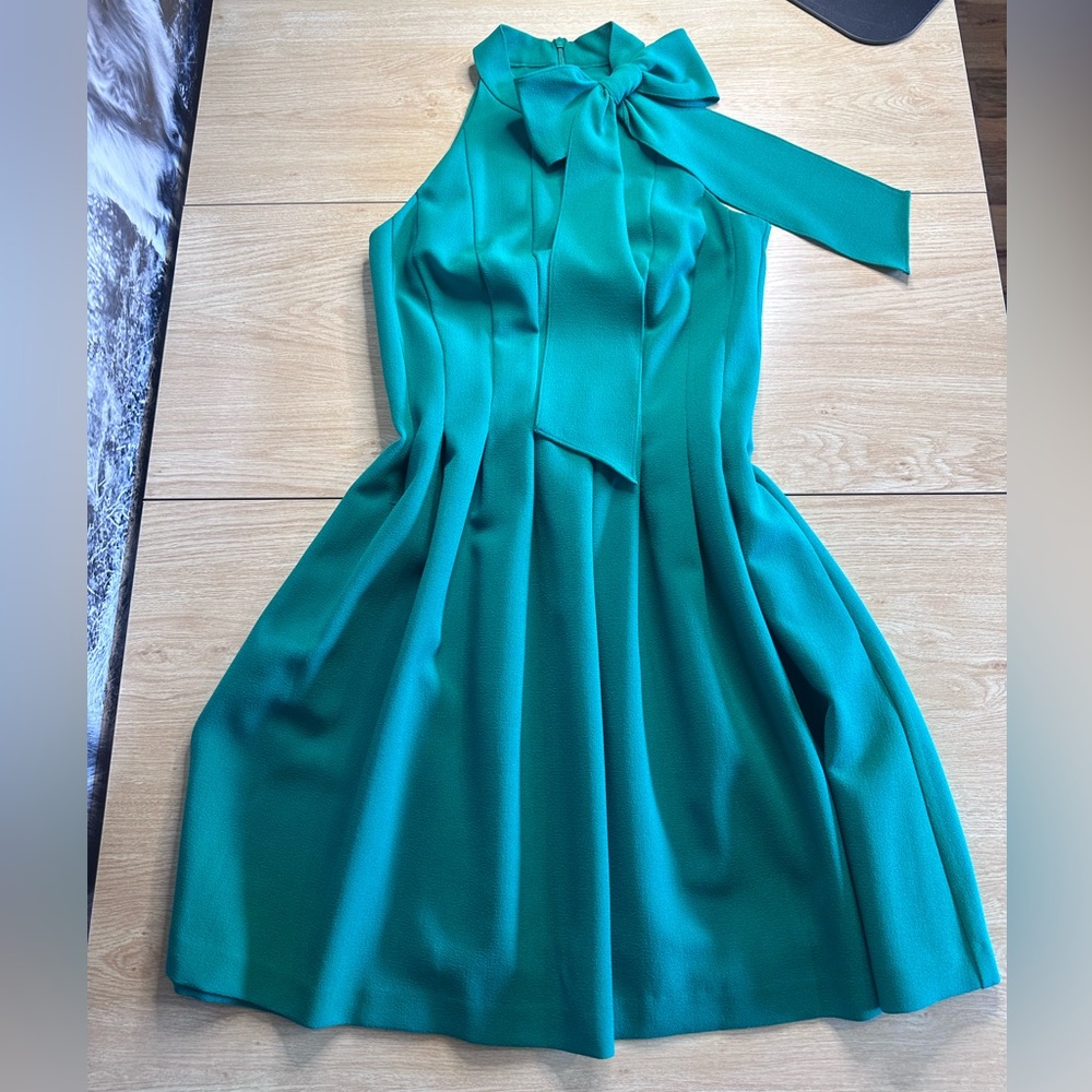 Vince Camuto Green Pleated Formal Mini Dress